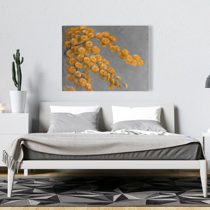 Golden Wattle Plant Canvas - Floral Botanical Bedroom Decor