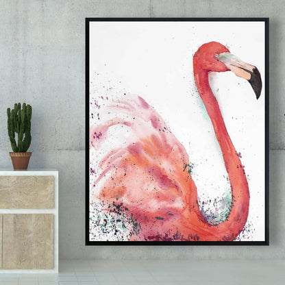 Splashing Flamingo Pink Canvas - Aquatic Bedroom Wall Art Decor