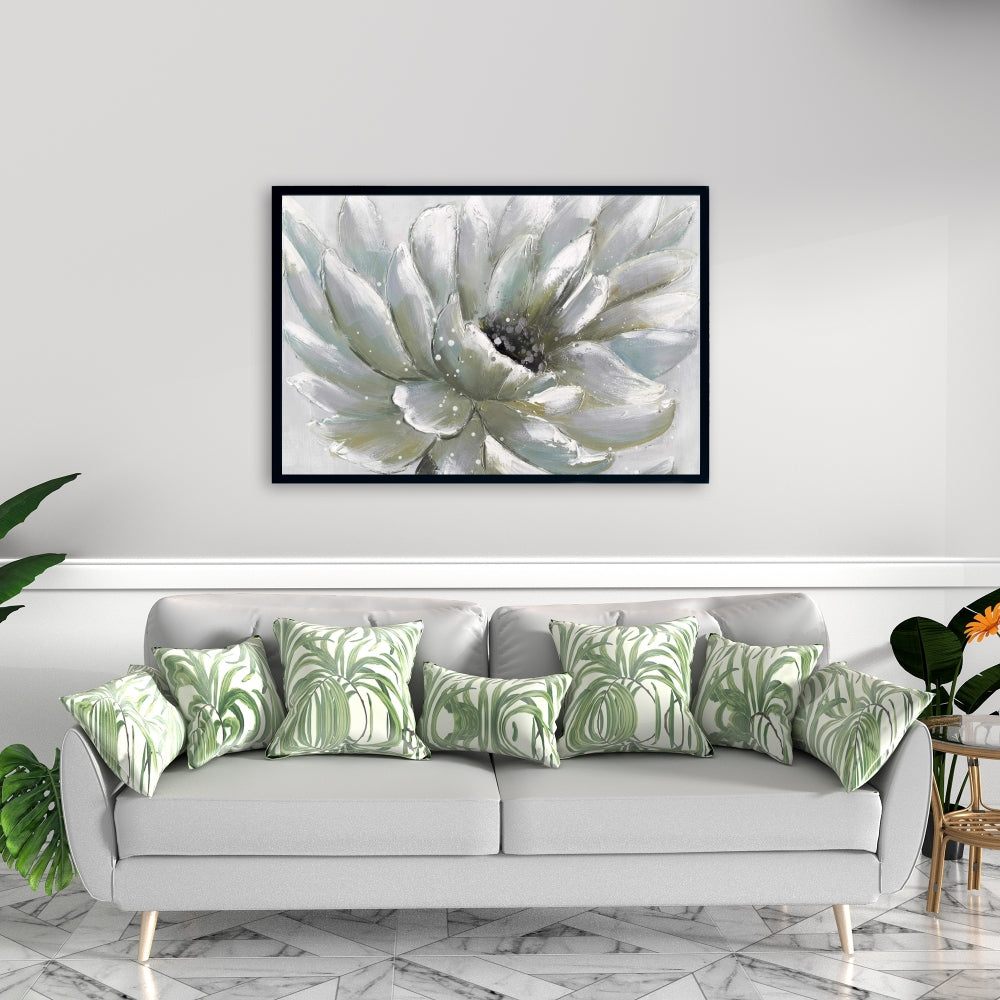 White Chrysanthemum Canvas | Botanical Home Decor - Bedroom