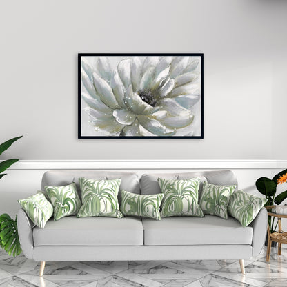 White Chrysanthemum Canvas | Botanical Home Decor - Bedroom