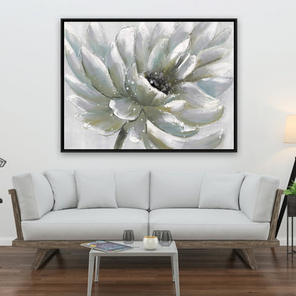 White Chrysanthemum Canvas | Botanical Home Decor - Bedroom