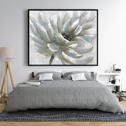 White Chrysanthemum Canvas | Botanical Home Decor - Bedroom