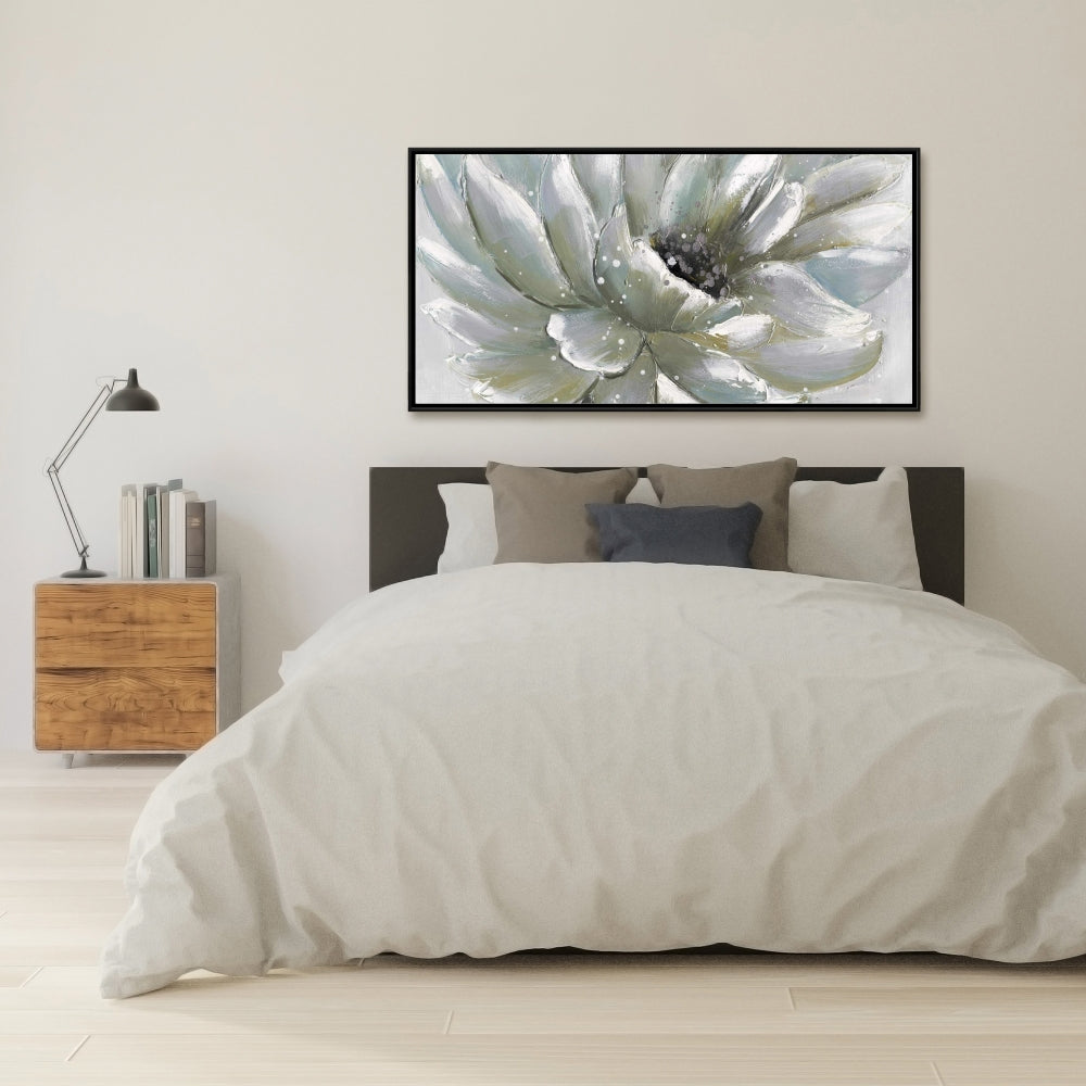 White Chrysanthemum Canvas | Botanical Home Decor - Bedroom