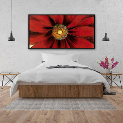 Red Daisy Floral Botanical Canvas | Bedroom Home Decor Art