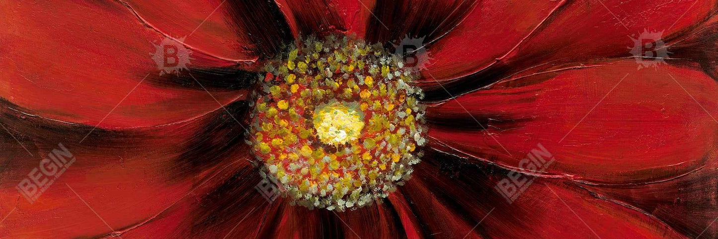 Red Daisy Floral Botanical Canvas | Bedroom Home Decor Art