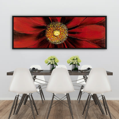 Red Daisy Floral Botanical Canvas | Bedroom Home Decor Art