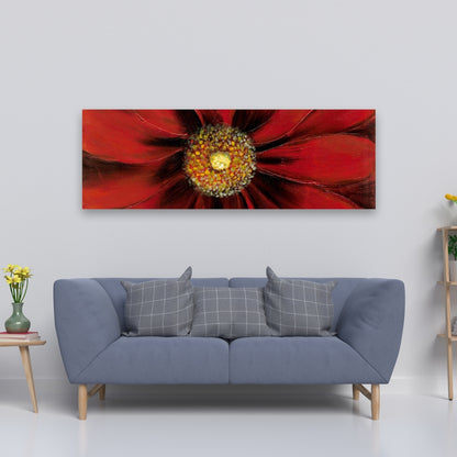 Red Daisy Floral Botanical Canvas | Contemporary Home Decor