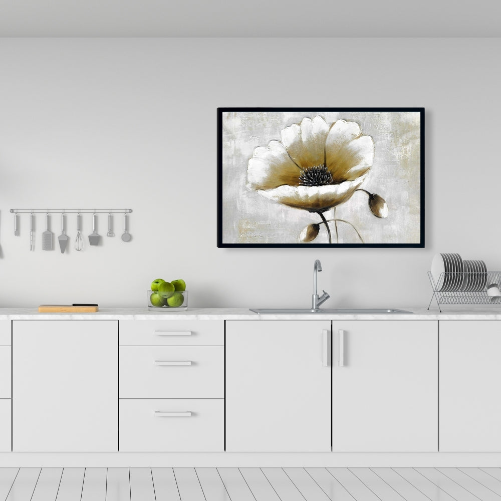 Modern Beige Flower Canvas | Floral Botanical Wall Art Decor