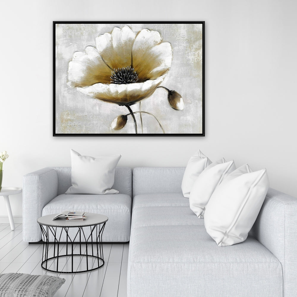 Modern Beige Flower Canvas | Floral Botanical Wall Art Decor