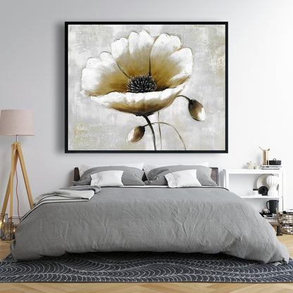 Modern Beige Flower Canvas | Floral Botanical Wall Art Decor