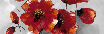 Toile moderne grise à motifs d'anémones | Décoration botanique pour la maison