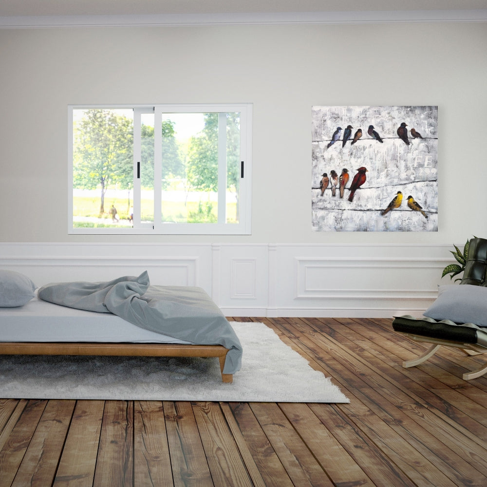 Colorful Birds on Branches Canvas | Bedroom Wall Art Decor