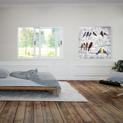 Colorful Birds on Branches Canvas | Bedroom Wall Art Decor