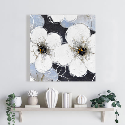 Contemporary White Floral Canvas | Home Decor Botanical Art
