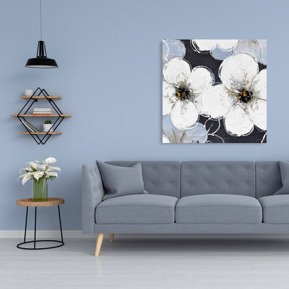 Contemporary White Floral Canvas | Home Decor Botanical Art
