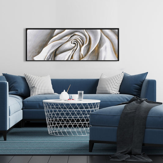 White Rose Delicate Canvas | Botanical Bedroom Wall Art Decor