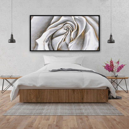 White Rose Delicate Canvas | Botanical Bedroom Wall Art Decor
