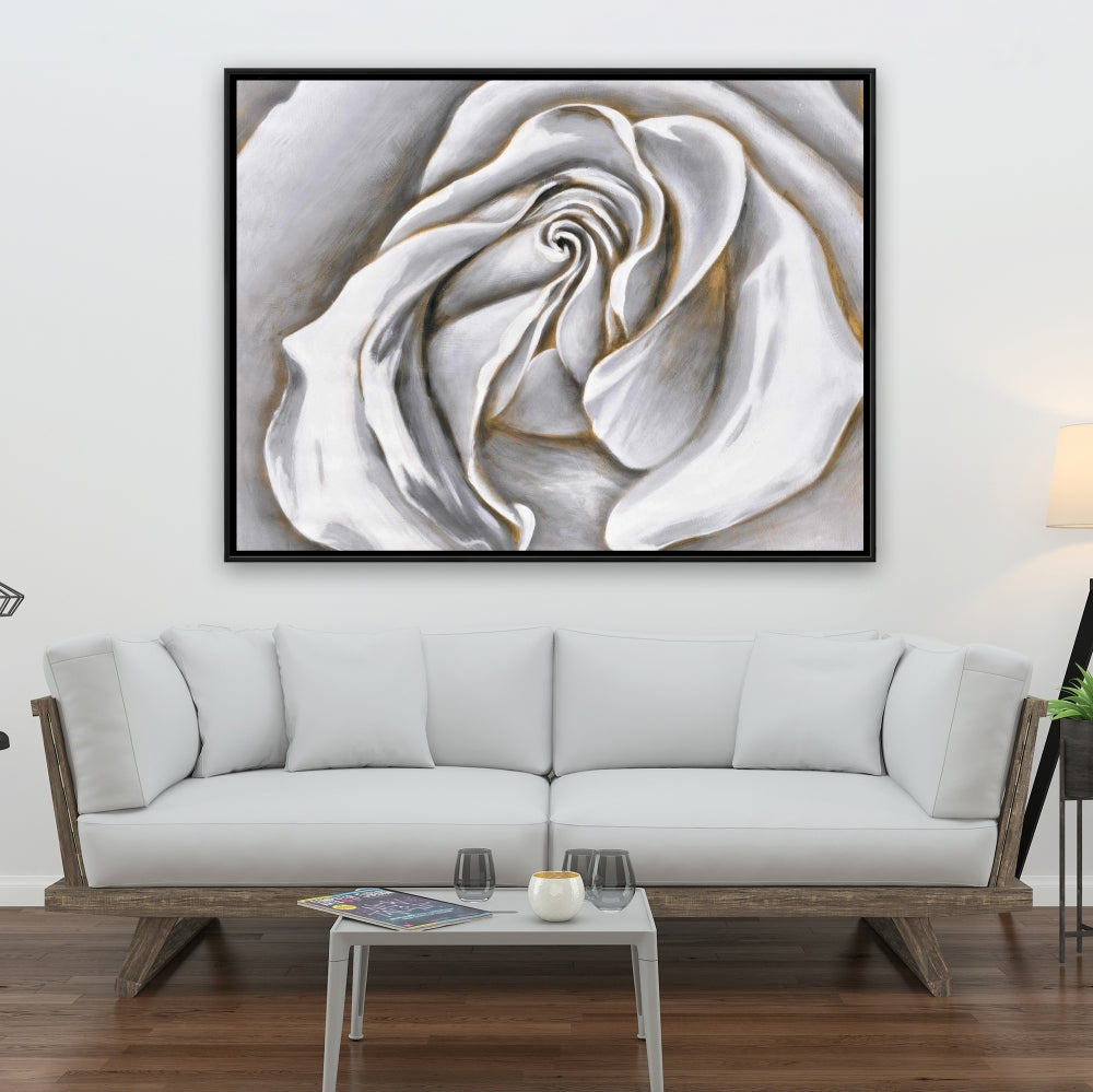 White Rose Delicate Canvas | Botanical Bedroom Wall Art Decor