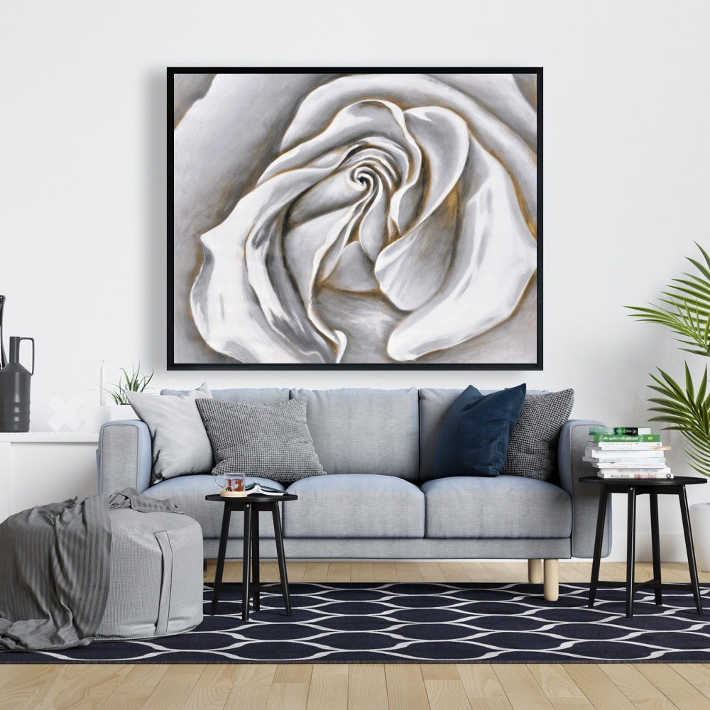 White Rose Delicate Canvas | Botanical Bedroom Wall Art Decor