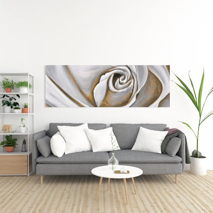 White Rose Closeup Canvas - Botanical Bedroom Wall Art Decor