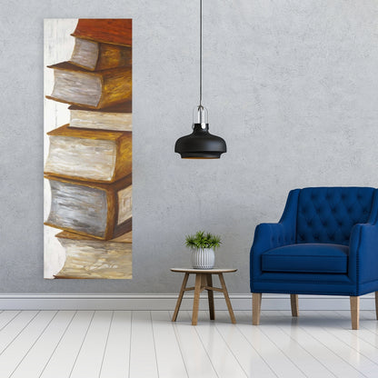 Pile of Books Canvas - Contemporary Still Life Home Decor