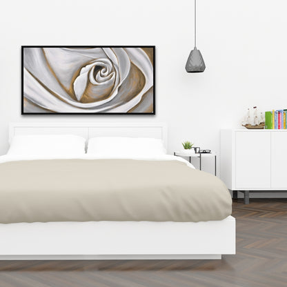 White Rose Closeup Canvas | Botanical Bedroom Decor
