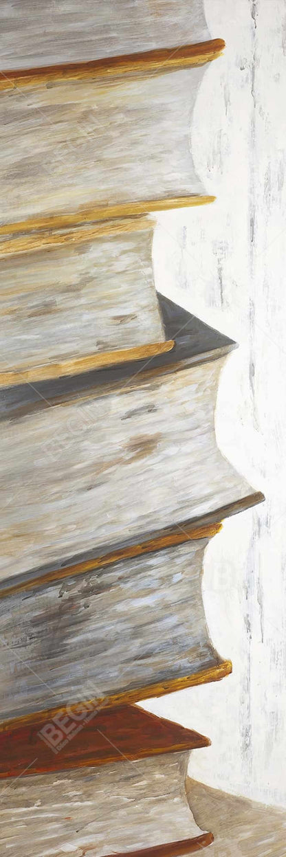 Nature morte contemporaine sur toile – Décoration « Montagne de livres anciens »