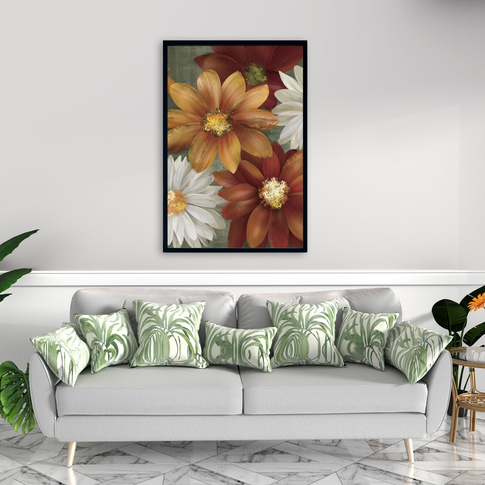 Botanical Bedroom Contemporary Framed Canvas - Fall Colors Flowers
