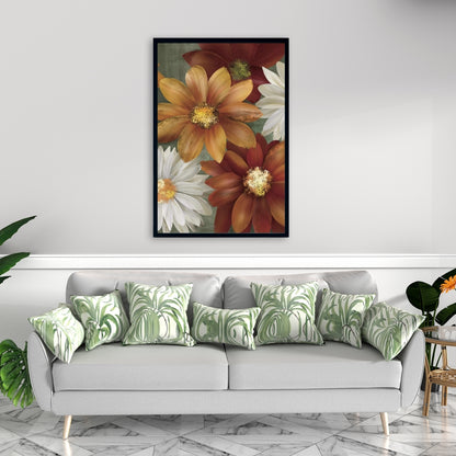 Botanical Bedroom Contemporary Framed Canvas - Fall Colors Flowers