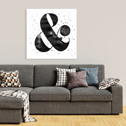 Ampersand Monochrome Black Canvas | Home Decor Wall Art