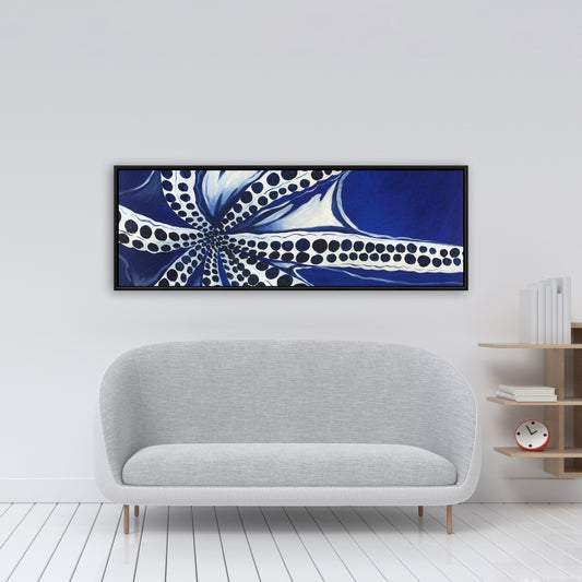 Swimming Octopus Canvas | Bedroom Decor | Blue Framed Art