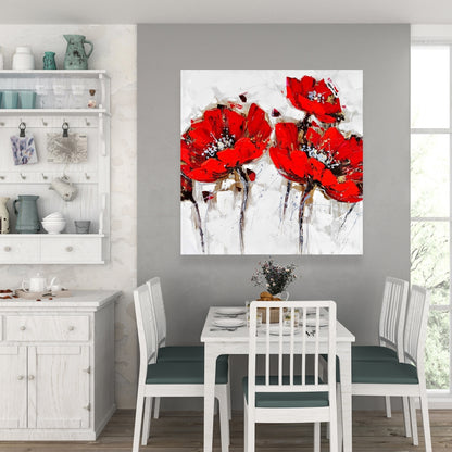 Abstract Poppy Flowers Canvas - Botanical Bedroom Decor