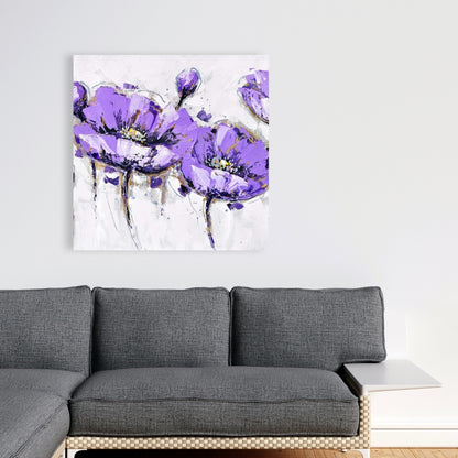 Abstract Purple Flowers Canvas | Botanical Home Decor Art