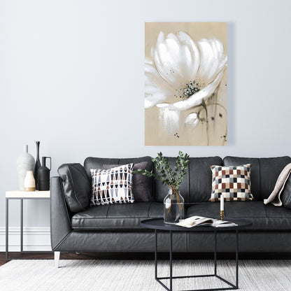 White Abstract Wild Flower Canvas - Contemporary Home Decor
