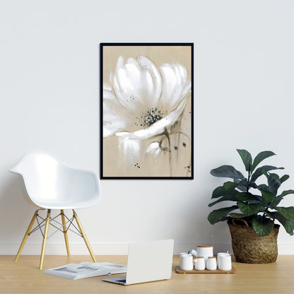 White Abstract Wild Flower Canvas - Contemporary Home Decor