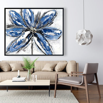 Blue Petal Botanical Canvas | Classic Home Decor Wall Art