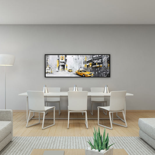 New York City Taxis Canvas | Gray Building Frame Decor