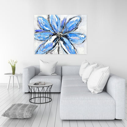 Blue Flower Botanical Canvas - Contemporary Home Decor Art
