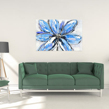 Blue Flower Botanical Canvas - Contemporary Home Decor Art