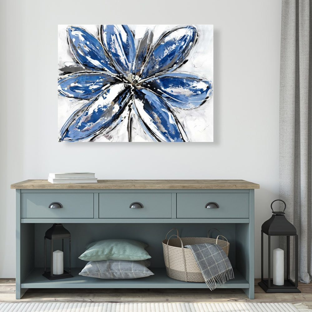 Classic Blue Botanical Canvas - Blue Petal Bedroom Decor