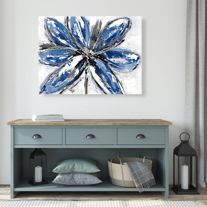 Classic Blue Botanical Canvas - Blue Petal Bedroom Decor