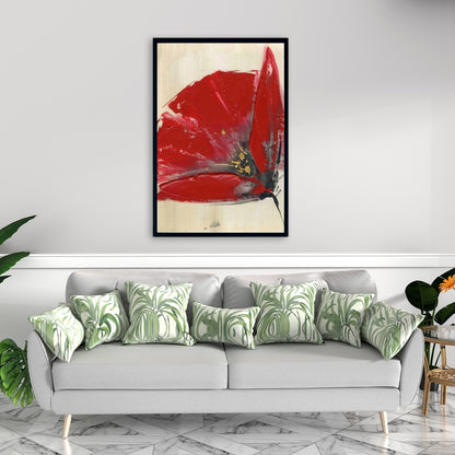 Toile « Trois fleurs rouges » | Décoration murale botanique pour chambre à coucher