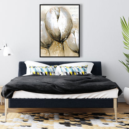 Typographie des Trois Tulipes | Toile encadrée florale et botanique