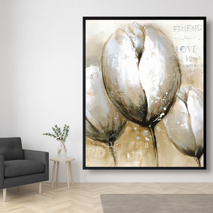 Typographie des Trois Tulipes | Toile encadrée florale et botanique