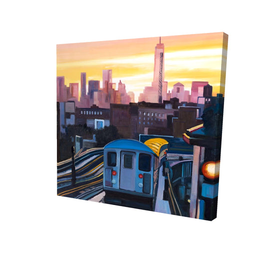Toile encadrée « Coucher de soleil sur le métro de New York » | Décoration de chambre contemporaine