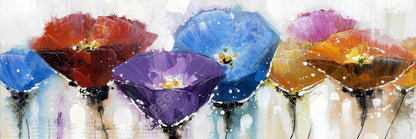 Blue Botanical Canvas - Colorful Flowers Framed Home Decor