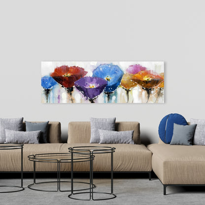 Blue Bedroom Botanical Canvas | Colorful Flowers Wall Art