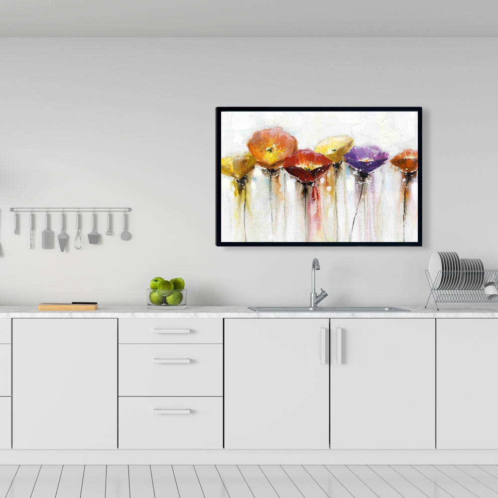 Industrial Bedroom Floral Canvas | Colorful Abstract Flowers