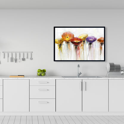 Industrial Bedroom Floral Canvas | Colorful Abstract Flowers