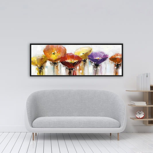 Toile florale pour chambre industrielle | Fleurs abstraites colorées